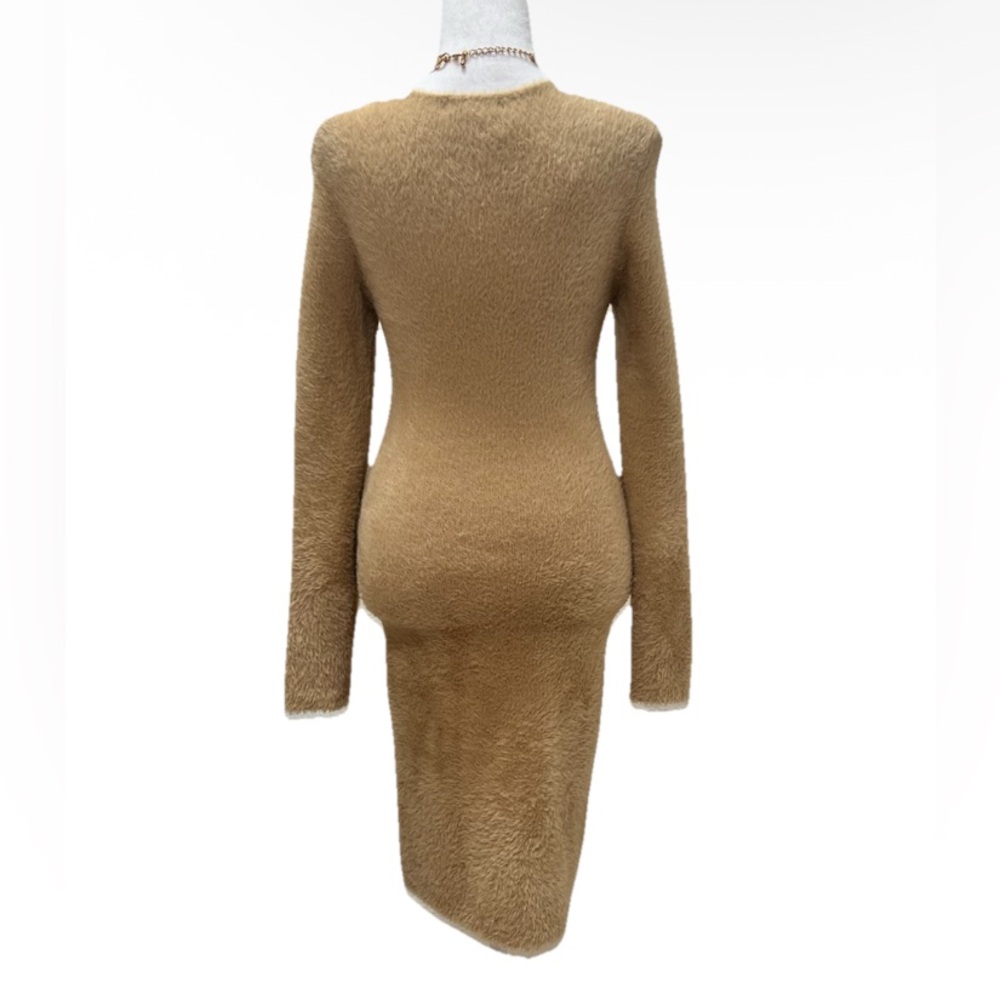 GB Mini Long Sleeve Bodycon Dress Light Brown M - Picture 5 of 6
